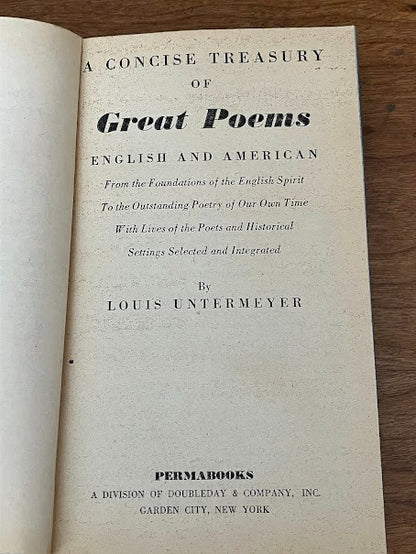 A Concise Treasury of Great Poems by Louis Untermeyer
