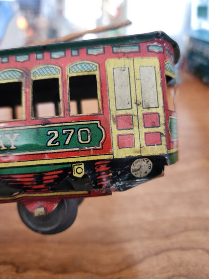 Broadway 270 Clockwork Tin Trolley Car 3" x 1-1/2"