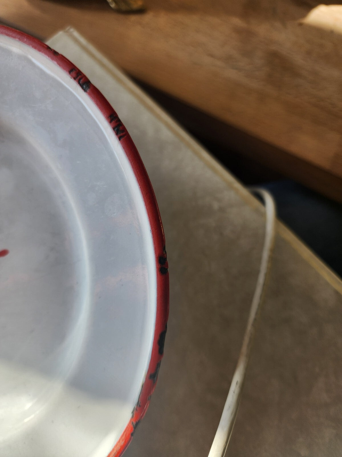 Knight on horse Plate w/ Red Trim Enamelware Plate - Made In Sweden