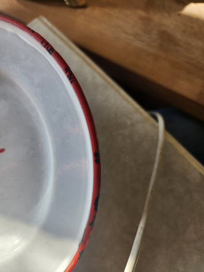 Knight on horse Plate w/ Red Trim Enamelware Plate - Made In Sweden