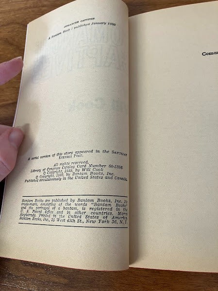 Bantam Books - COMANCHE CAPTIVES by Will Cook