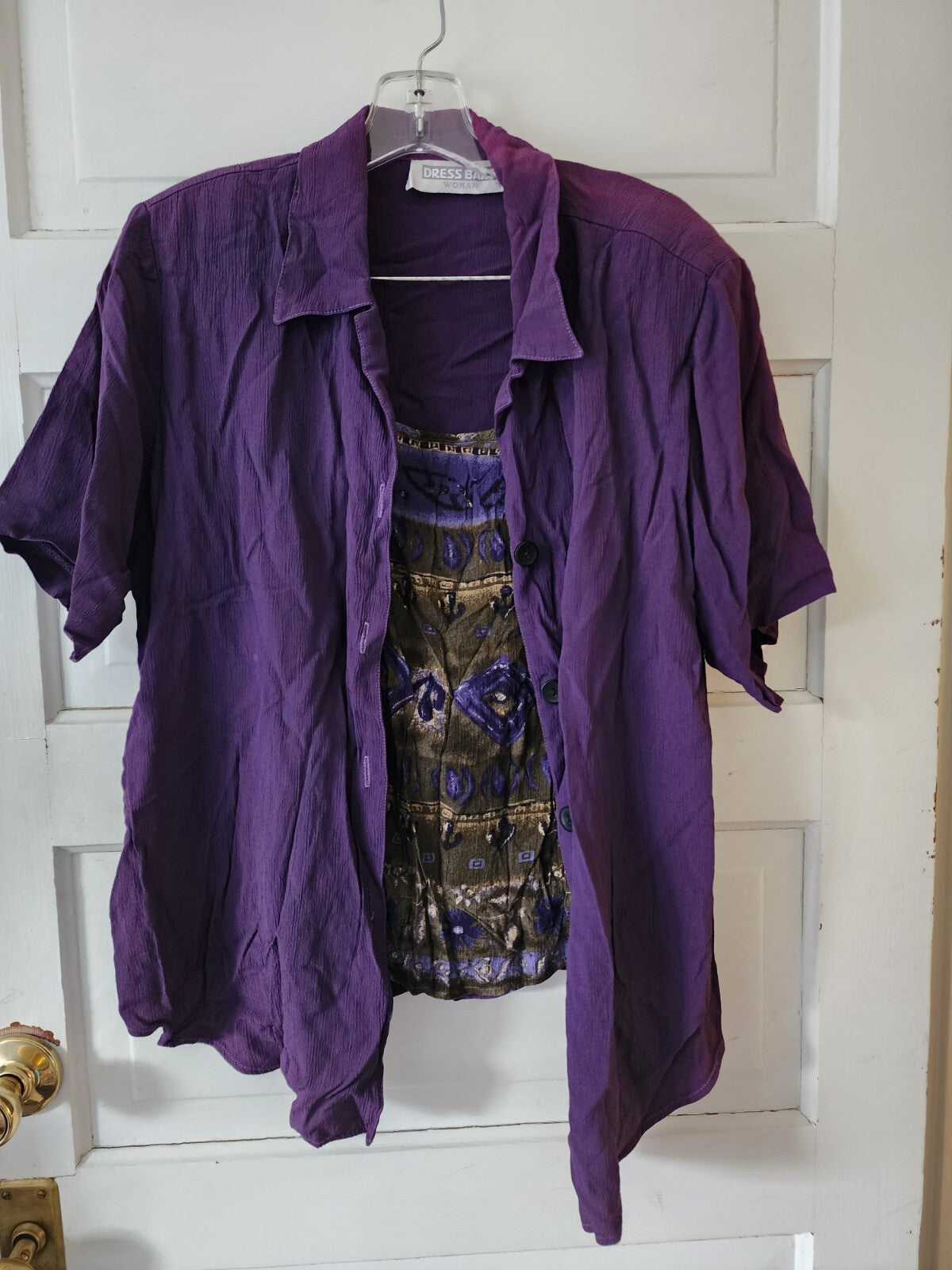 Women’s dress barn blouse long sleeves purple with built in tank