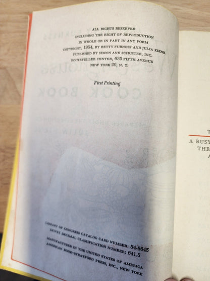VTG The Betty Furness Westinghouse Cook Book Julia Kiene First Edition 1954