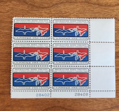 Migratory Bird Treaty 5c Stamp Block of 6, 28402 & 24808