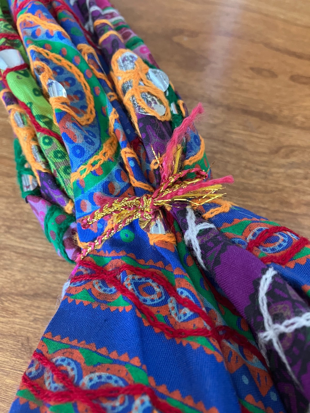 Indian fringed sun umbrella, hand-embroidered
