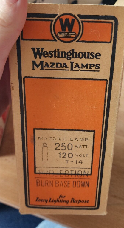 VINTAGE WESTINGHOUSE MAZDA LAMP PROJECTION 250W 120V T14 BULB NEW