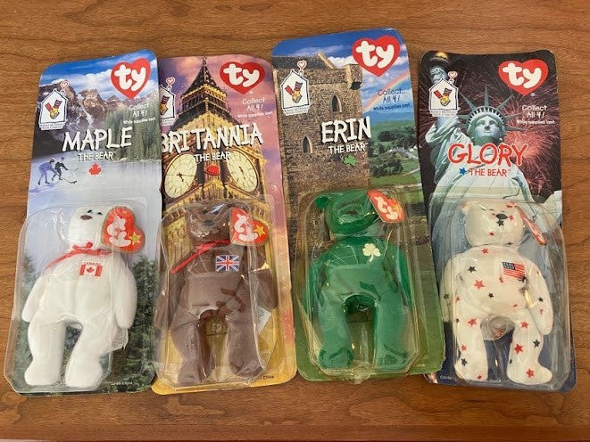 TY McDonalds Beanie Baby - Erin Maple Britannia Glory the Bear - FULL SET OF 4