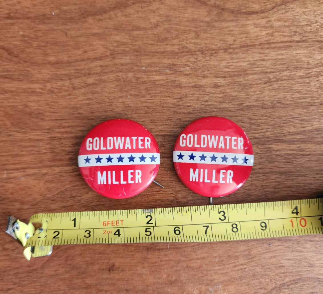Goldwater Miller for President Button Pins 1.5”