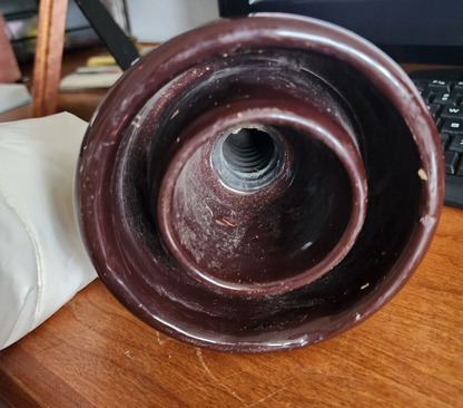 Vintage Large Telephone Insulator Brown Ceramic 6" x4.5"