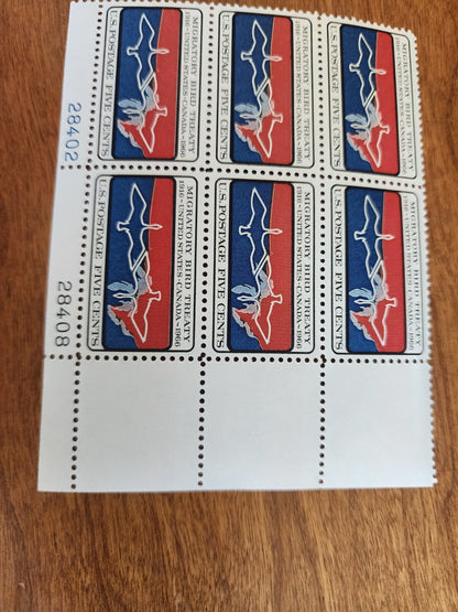 Migratory Bird Treaty 5c Stamp Block of 6, 28402 & 24808