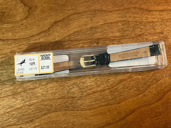 Hadley Roma Wristwatch Band Women's: 10R Black LS716 - Genuine Leather