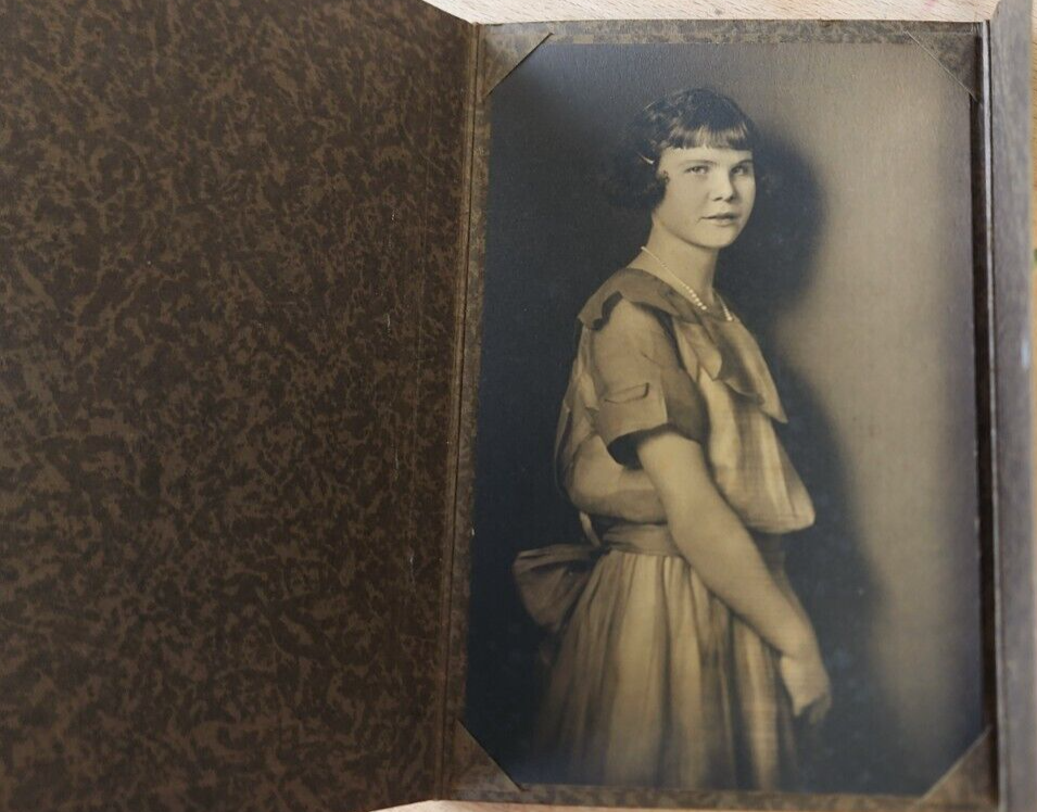 Vintage Young girl in pearls Studio Astoria Ore.
