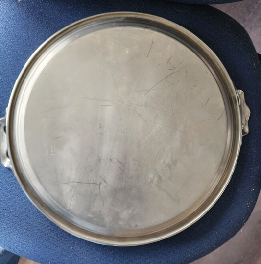 Vintage Silver-Plated Round Serving Tray with Handles 15"