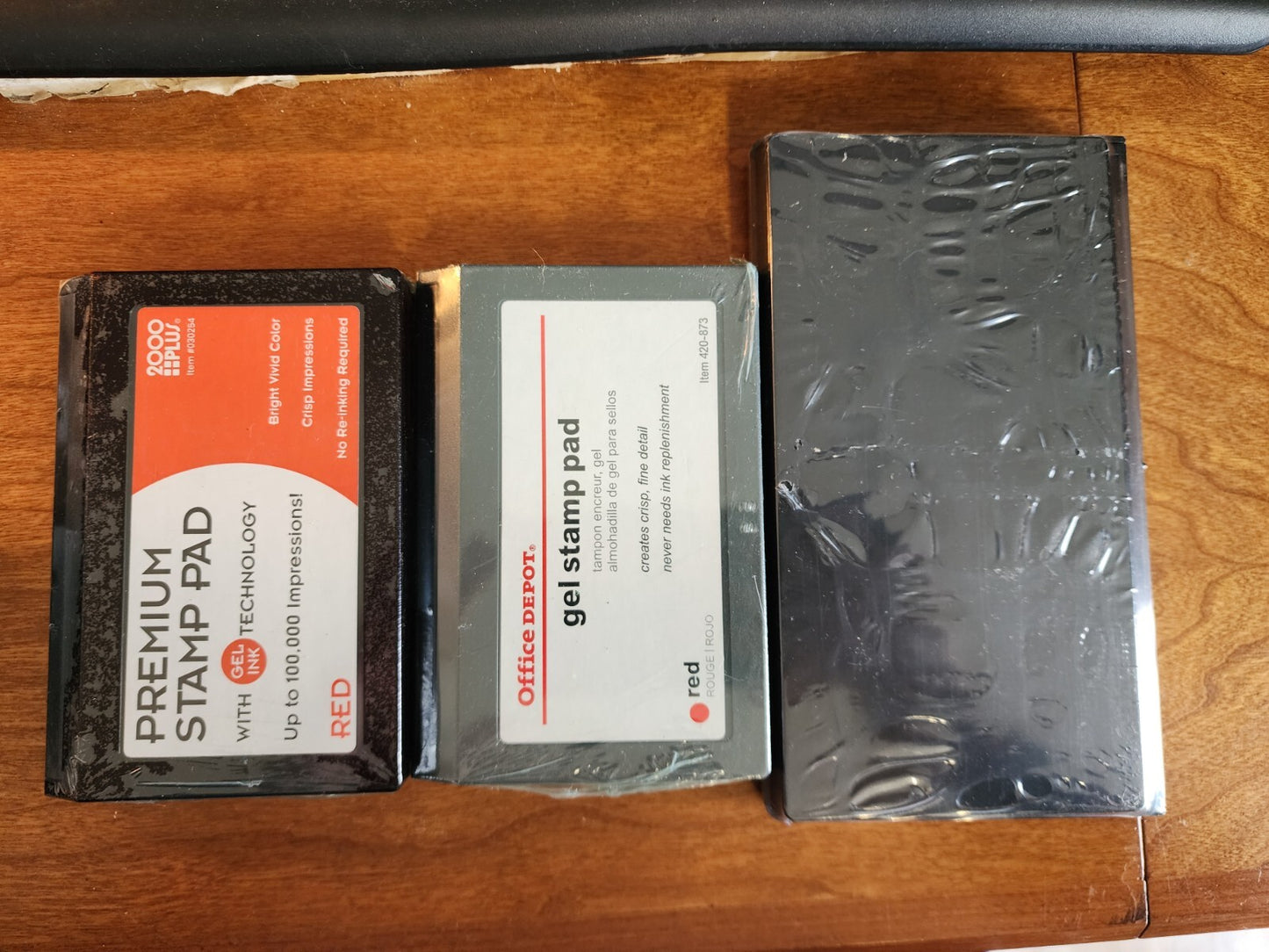 Lot of Stamp Pads - 1 Black Ink Pad and 2 Red