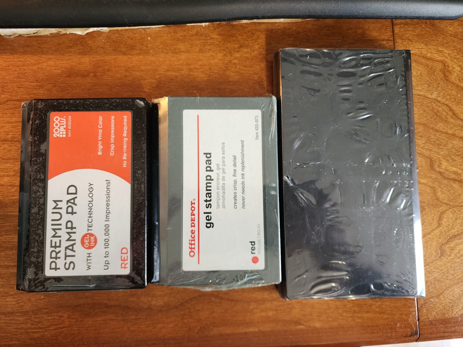 Lot of Stamp Pads - 1 Black Ink Pad and 2 Red