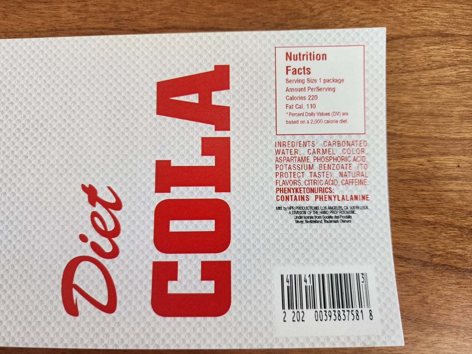 12 Fl Oz Diet Cola Sticker Prop