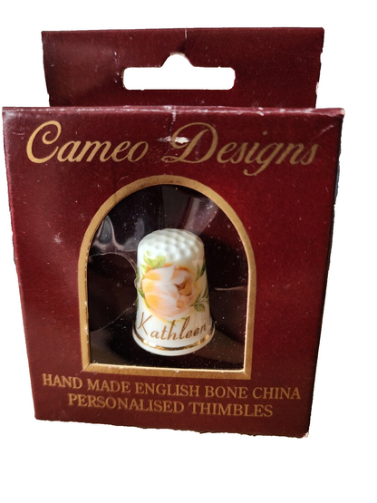 Kathleen Cameo Designs Handmade English Bone China Personalized Thimble NEW