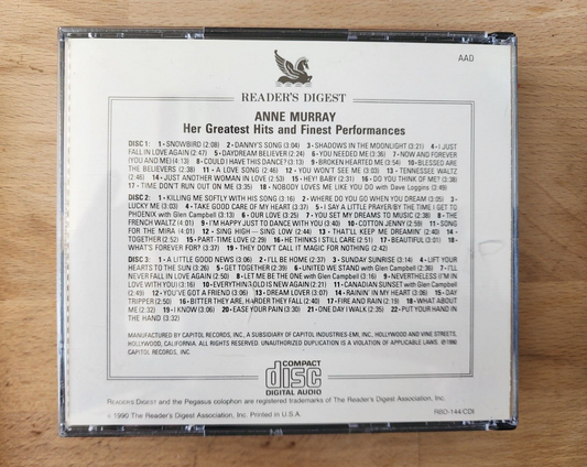 Anne Murray Her Greatest Hits & Finest Performances 3 CD Set Readers Digest