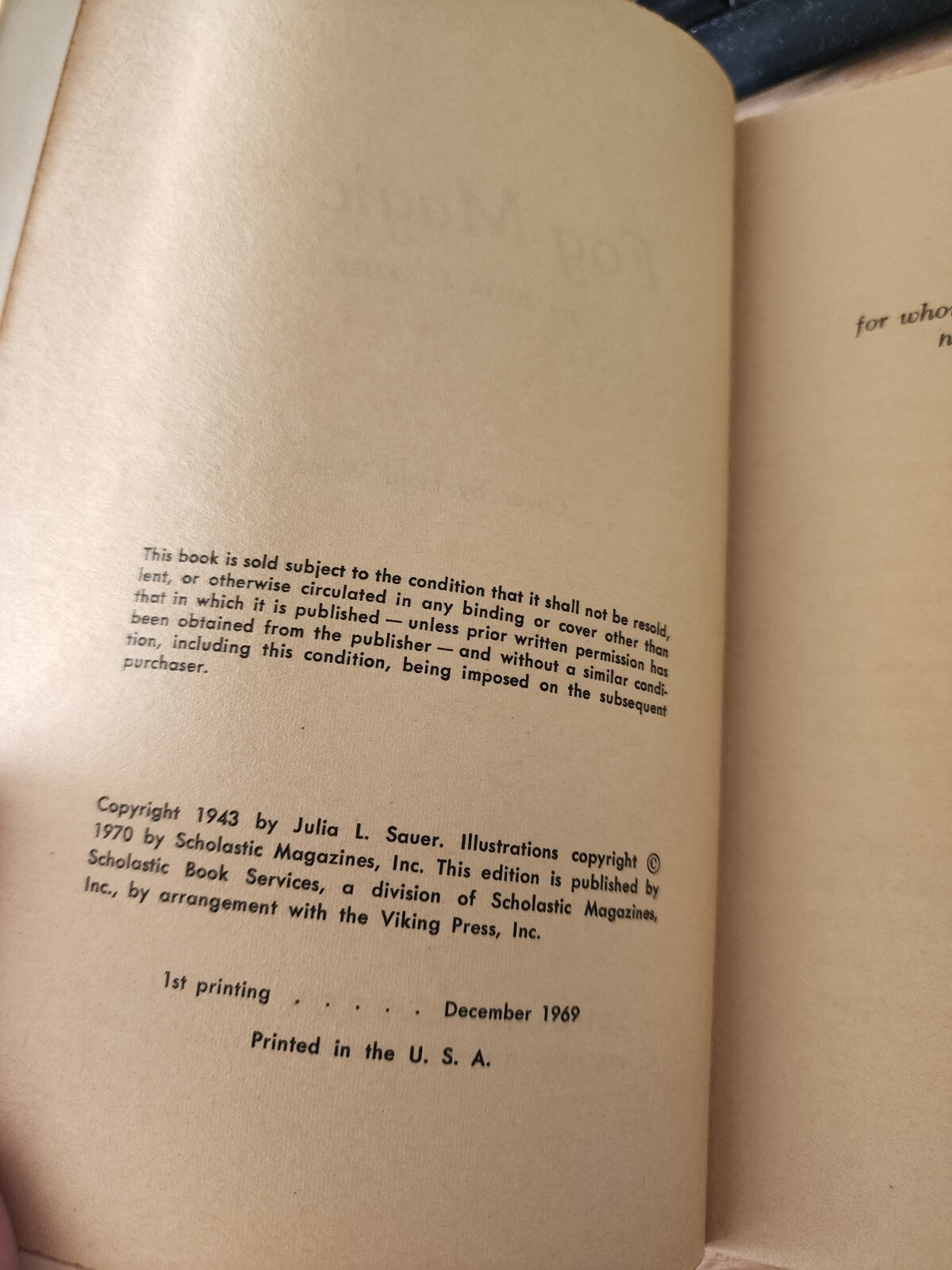 Vtg Fog Magic Paperback book by Julia L. Sauer