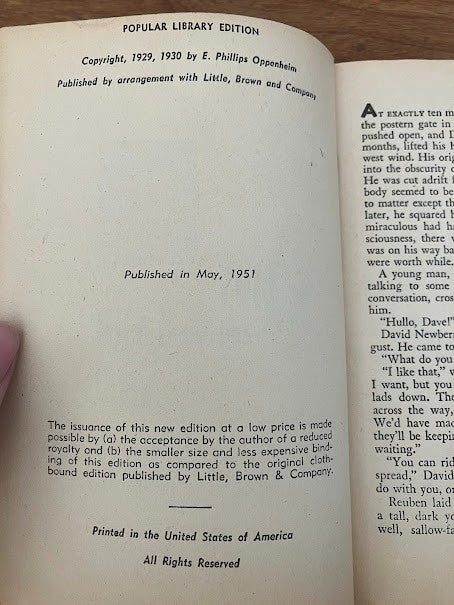 Vtg Paperback - E. Phillips Oppenheim: THE LION AND THE LAMB