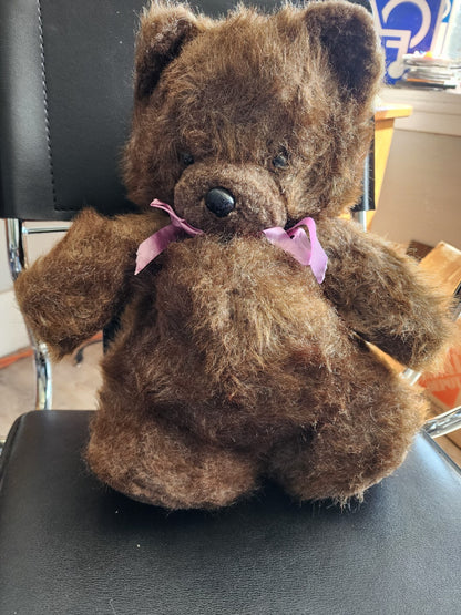 Vtg 1980's Brown Teddy Bear Stuffed Plush Animal Toy