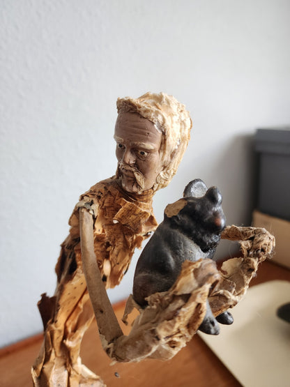 Folk Art Paper Mache Dolls - Violin & Pig