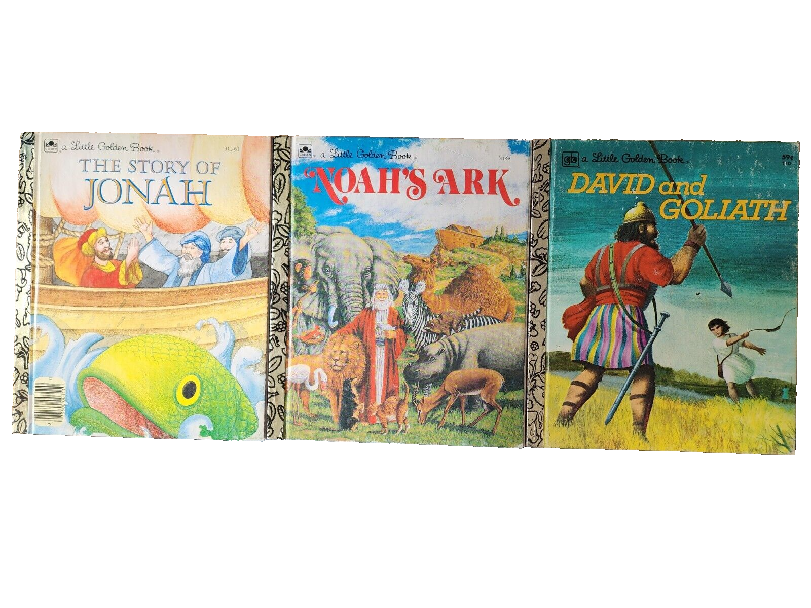 Lot of 3 - A Little Golden Book -Story of Jonah/David & Goliath /Noah's Ark