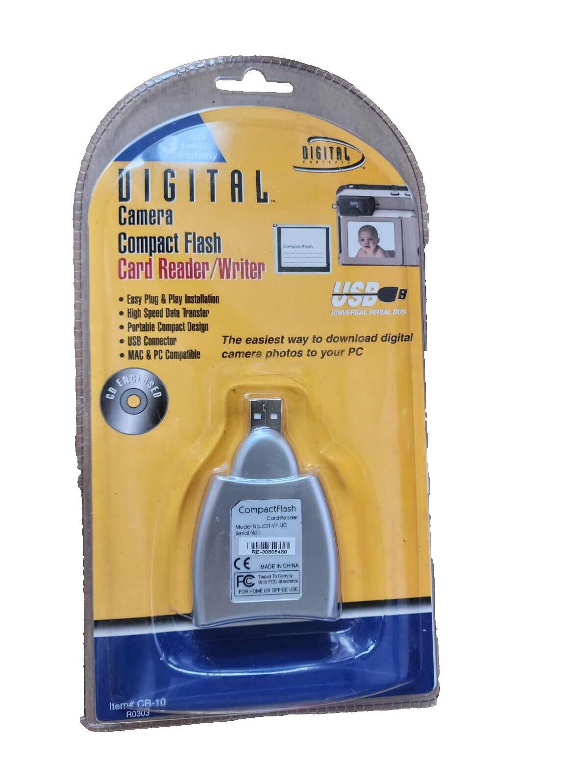 Digital Camera Compact Flash Card Reader Writer Digital Concepts CR-10