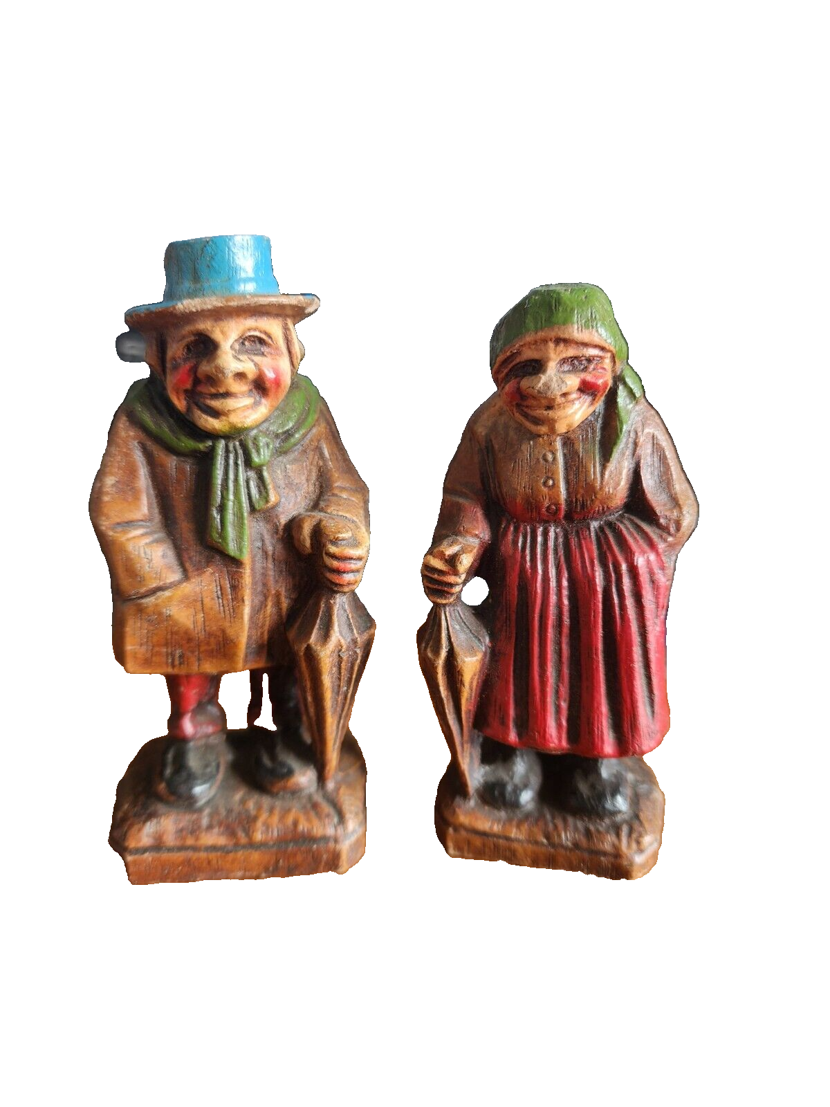 Vtg Syroco Composit Wood 1940's Figurines With Umbrellas