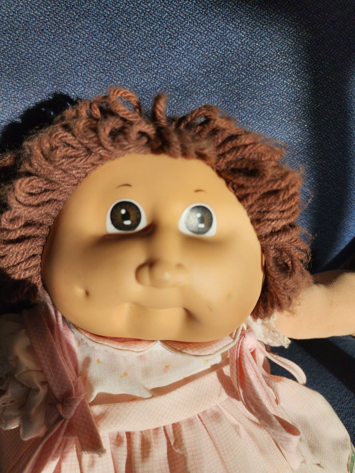 Vtg Cabbage Patch Kids Girl Brown Hair Eyes Factory 1985 Pink Dress & Pants