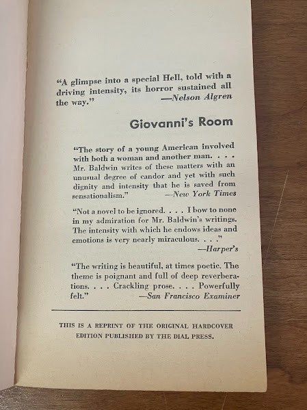 Signet Book - Giovanni's Room by James Baldwin
