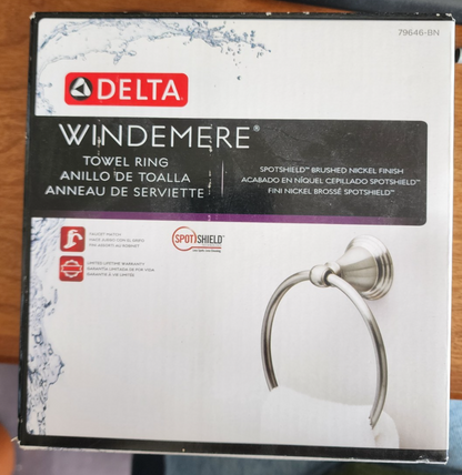 DELTA 79646-BN Windemere Bath Hardware Towel Ring Brushed Nickel