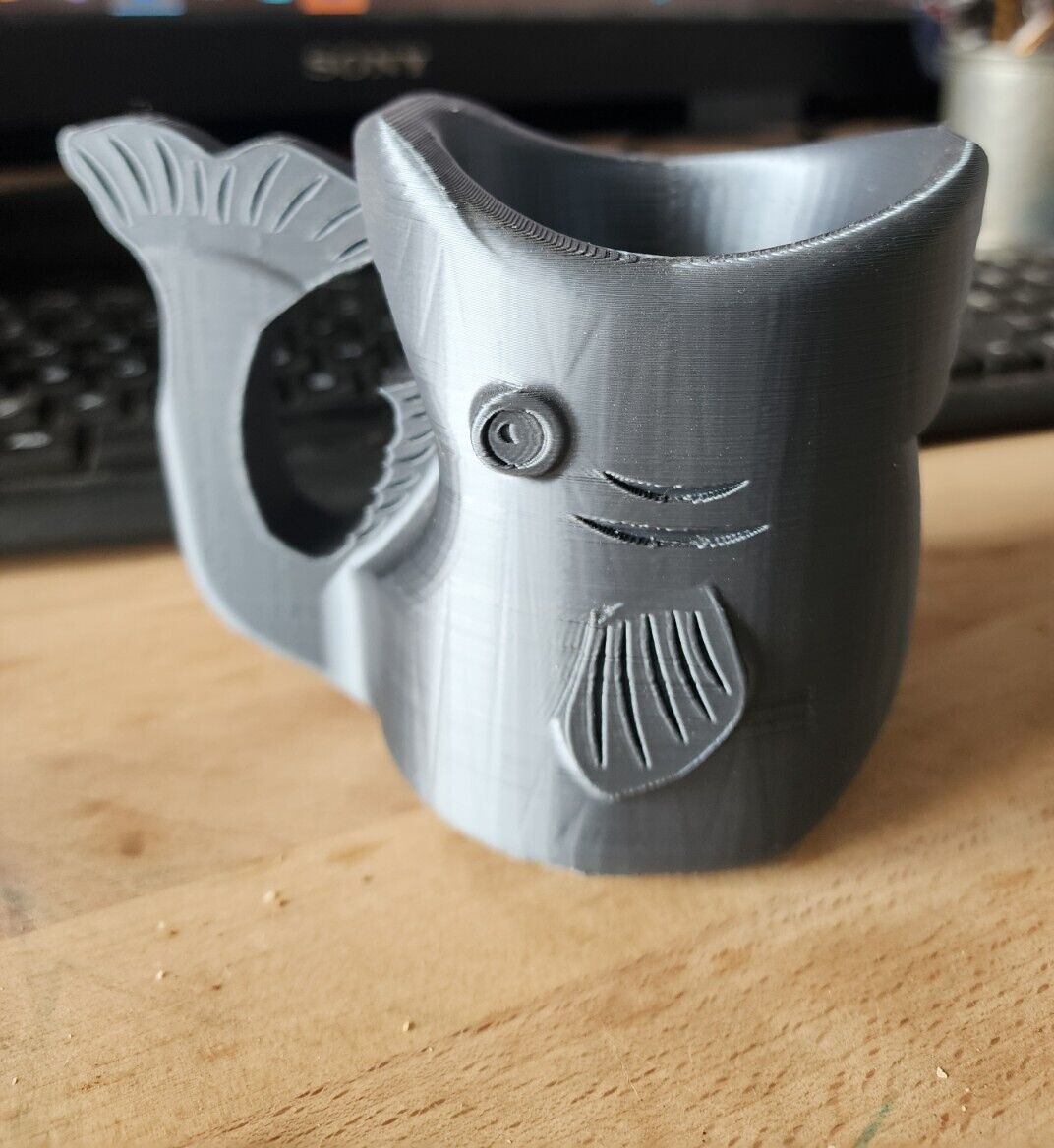 Pen holder Open-mouth fish Desk Organizer 3D Printed