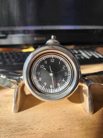 Art Deco Aluminum Airplane Desk Alarm Clock 14" Wingspan
