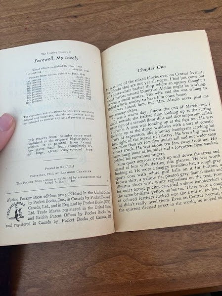 Vtg Pocket Book - Farewell, My Lovely by Raymond Chandler