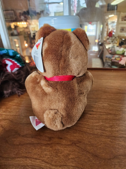 Vtg DAKIN Teddy Bear Plush 1985 Red Bow and Heart