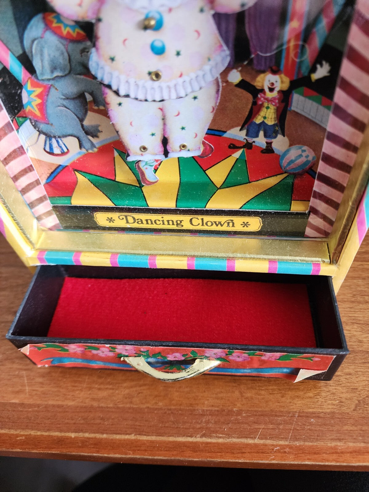 Vtg Circus Dancing Clown Music Box