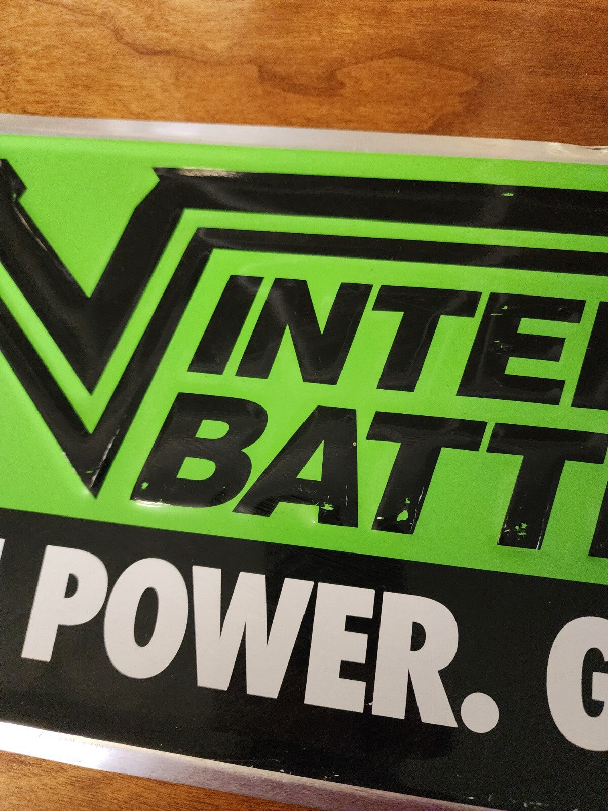 Vtg Interstate Batteries Fresh Power NFL Official Sponsor Metal Sign 30" x 8"