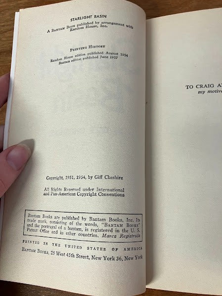 Bantam Books - Starlight Basin by Giff Cheshire