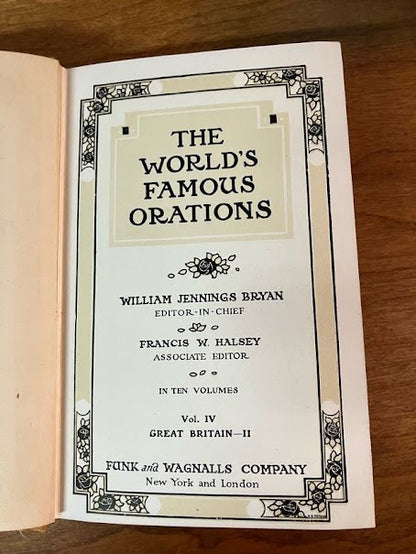 1906 THE WORLD'S FAMEOUS ORATIONS - William Jennings Bryan - 8/10 Volumes