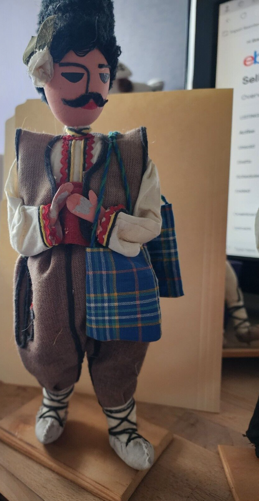 Vtg Doll Bulgaria Male Hand painted 13" Traditional Costume Souvenir