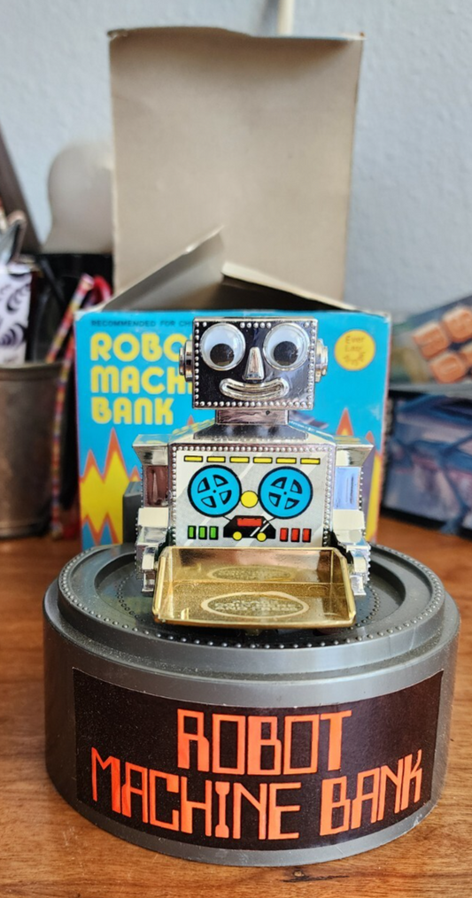Wind Up Action Robot Machine Bank Hong Kong Toy