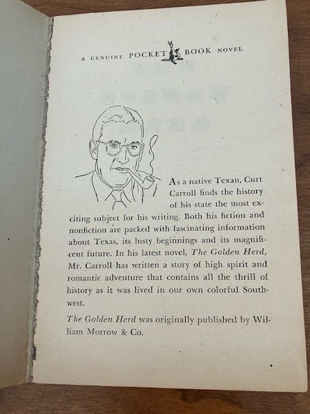 Vtg Pocket Book - The Golden Herd by Curt Carroll