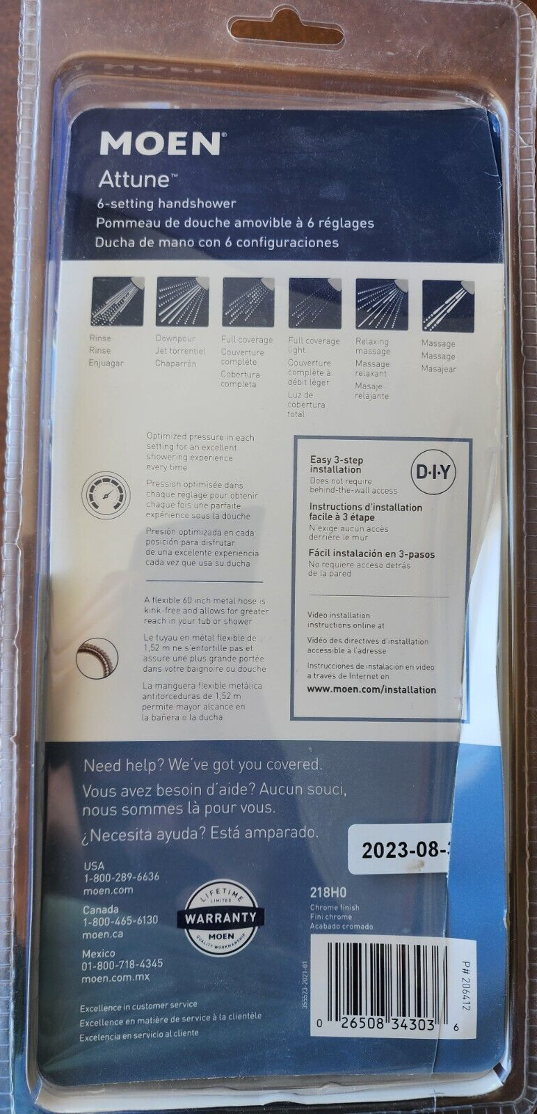 Moen 6-Mode Attune Hand Held Shower Head in Chrome 218H0 *NEW*