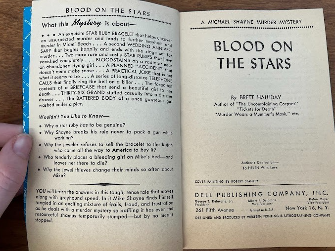 Vtg Paperbacks by Brett Halliday - lot of 2