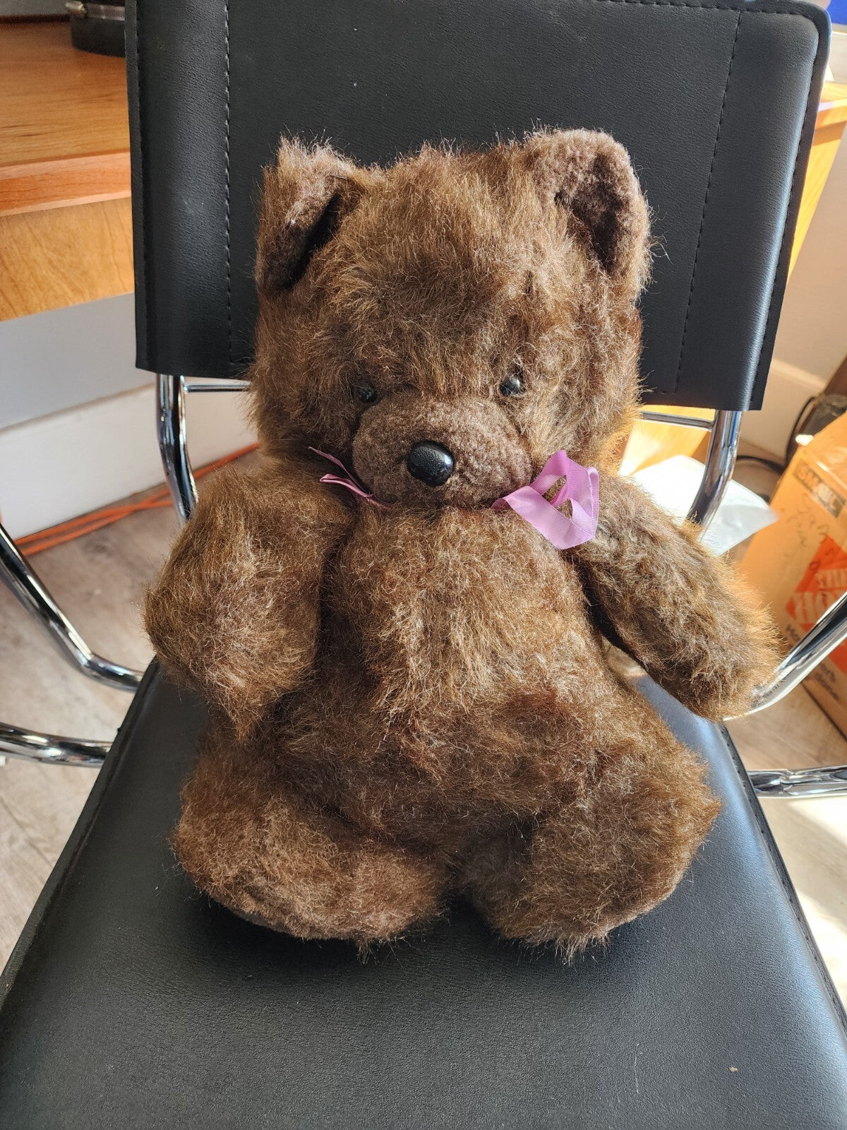 Vtg 1980's Brown Teddy Bear Stuffed Plush Animal Toy