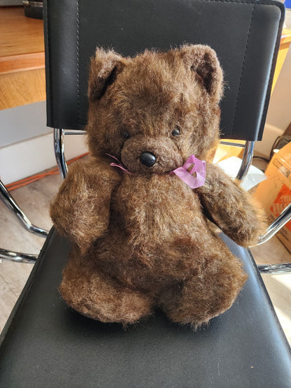 Vtg 1980's Brown Teddy Bear Stuffed Plush Animal Toy