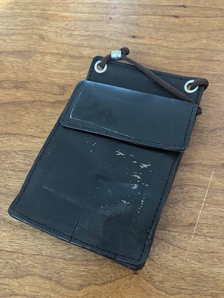 ID Holders: Black Leather Wallets - With Neck Straps (2)