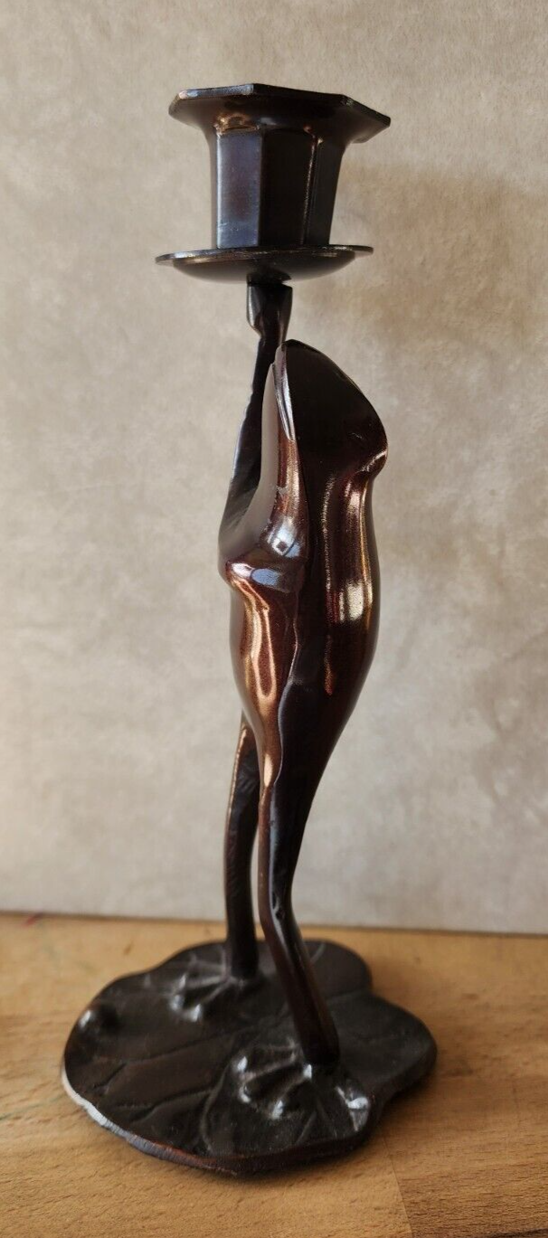 Frog Candle Holder Frog Standing on Lily Pad