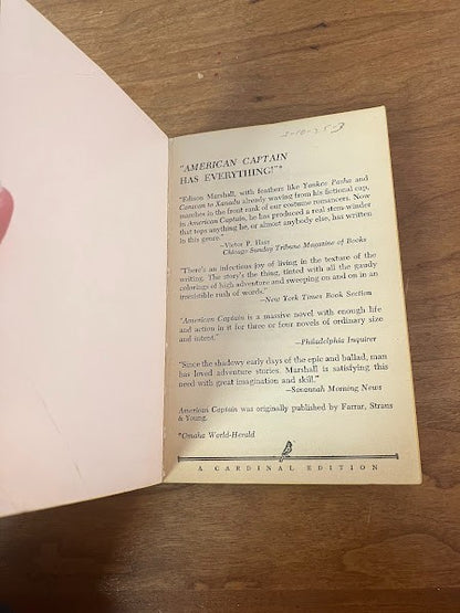 Cardinal Book - American Captain Edison Marshall